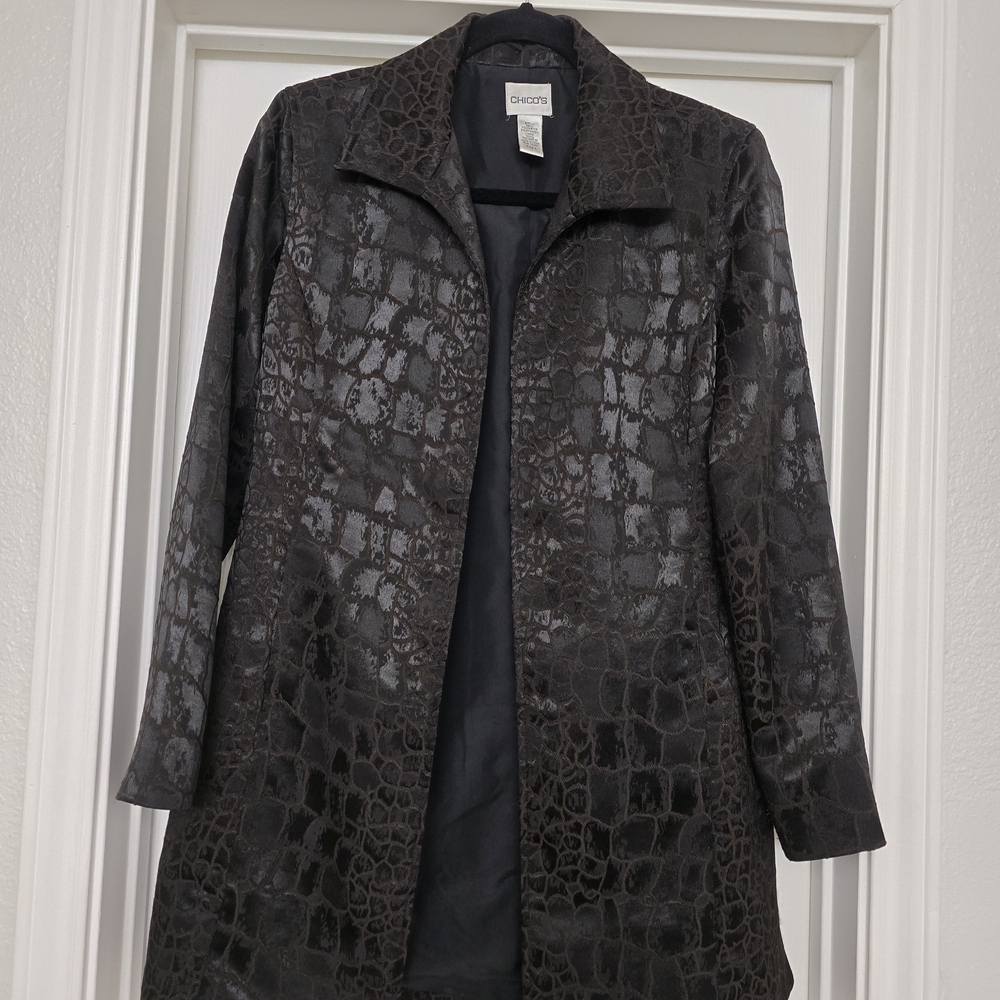 Chico's Shimmering Brown  Textured Trench Coat